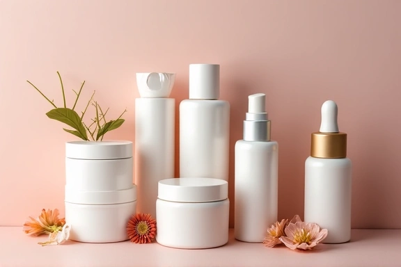 Selection of natural skincare and cosmetic products