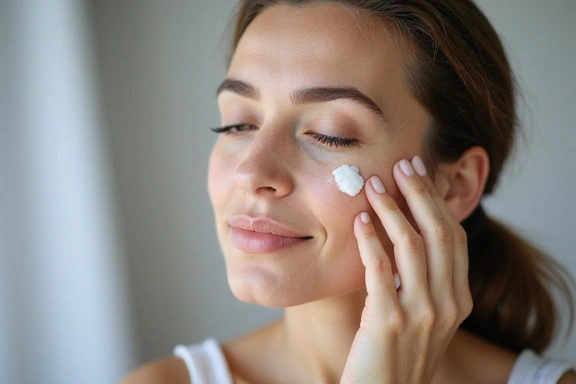 Woman applying anti-aging cream