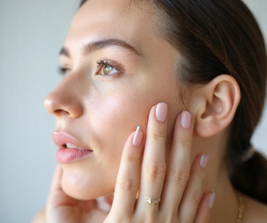Woman applying serum and moisturizer to her face