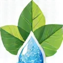 Leaf and water droplet symbolizing natural ingredients.